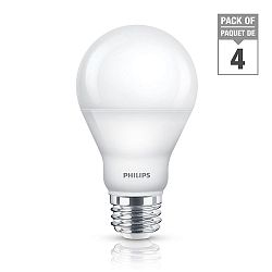LED 9.5W = 60W A-Line (A19) Warm Glow (2700K- 2200K) - Case of 4 Bulbs