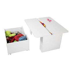 Storit Kids Activity Table with Toy Box on Wheels, Pure White