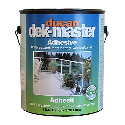 dek-master Regular Adhesive is a waterbased slow drying adhesive used for 45 mil grade vinyl or lower. Allows for one hour of working time.