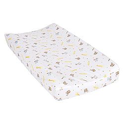 Trend Lab Jungle Fun Animal Changing Pad Cover, White