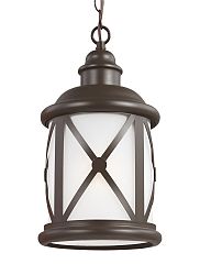 6221451-71 - Sea Gull Lighting - Lakeview - 100W One Light Outdoor Pendant Antique Bronze Finish with Etched Seeded Glass - Lakeview
