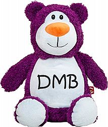 Personalized Stuffed Purple Bear with Embroidered Initials