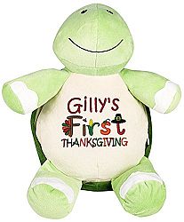 Personalized Stuffed Turtle, Embroidered for Child's First Thanksgiving
