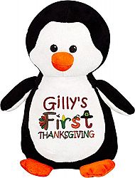 Personalized Stuffed Penguin, Embroidered for Child's First Thanksgiving