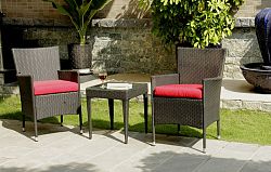 Let's Relax Chat Set - Black Wicker with Red Cushions