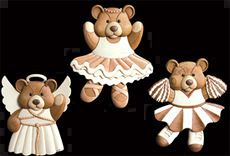 Angel, Ballerina and Cheerleader Bears Intarsia Pattern