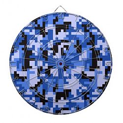 Blue and Black Water Pixel Camo pattern Dartboard