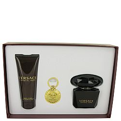 Crystal Noir Gift Set By Versace - 3 oz Eau De Toilette Spray + 3.4 oz Body Lotion + Versace Keychain