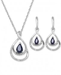 Sapphire (1-2/3 ct. t. w. ) and Diamond Accent Jewelry Set in Sterling Silver