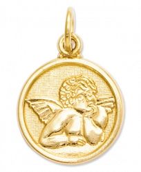 14K Gold Charm, Polished Angel Charm