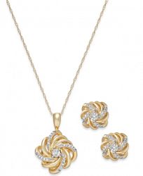 Diamond Love Knot Jewelry Set in 10k Gold (1/10 ct. t. w. )