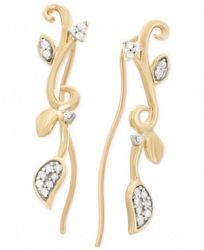 wrapped Diamond Leaf Cuff Earrings (1/10 ct. t. w. ) in 10k Gold, Created for Macy's