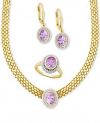 Amethyst Collar Necklace, Drop Earrings and Ring Set (7-1/5 ct. t. w. ) in 18k Gold-Plated Sterling Silver