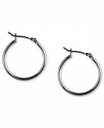Nine West Earrings, Silver-Tone Small Tube Hoop Earrings