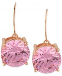 Betsey Johnson Rose Gold-Tone Pink Crystal Drop Earrings