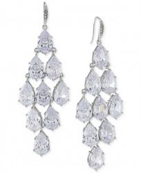 Carolee Silver-Tone Crystal Chandelier Earrings