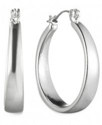Nine West Earrings, Silver-Tone Medium Oval Hoop Earrings