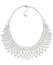 Carolee Silver-Tone Crystal Bib Frontal Necklace