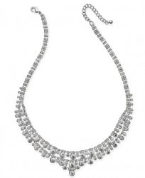 Charter Club Silver-Tone Multi-Crystal Statement Necklace, Created for Macy's