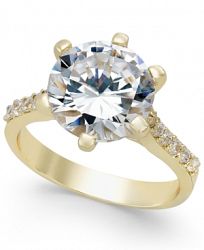 Charter Club Gold-Tone Round Crystal Ring, Created for Macy's
