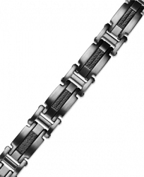 Sutton by Rhona Sutton Men's Gunmetal Ion-Plated Stainless Steel Cable Slot Link Bracelet