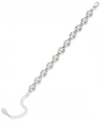 Charter Club Silver-Tone Crystal and Imitation Pearl Bracelet, Created for Macy's