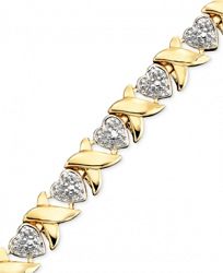 Victoria Townsend 18k Gold over Sterling Silver Bracelet, Diamond Accent Heart Link 7-1/4" Bracelet