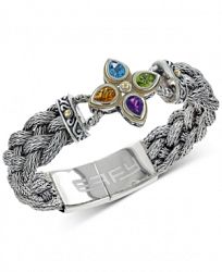 Balissima by Effy Blue Topaz, Peridot, Citrine and Amethyst Braided Bracelet in Sterling Silver & 18k Gold (3 ct. t. w. )