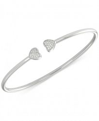 wrapped Diamond Heart Bangle Bracelet (1/6 ct. t. w. ) in Sterling Silver, Created for Macy's