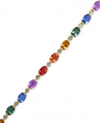 Watercolors by Effy Multi-Color Sapphire (10-3/4 ct. t. w. ) and Diamond (1/3 Ct. t. w. ) Bracelet in 14k Gold, Created for Macy's