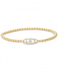 wrapped Diamond Cluster Stretch Bead Bracelet (1/6 ct. t. w. ) in 14k Gold over Sterling Silver, Created for Macy's