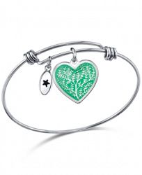 Unwritten Family Tree Heart Charm Bangle Bracelet in Stainless Steel