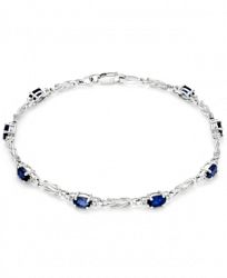 Sapphire (2-1/2 ct. t. w. ) and Diamond (1/10 ct. t. w. ) Link Bracelet in 14k White Gold