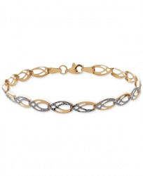 Two-Tone Fancy Link Bracelet in 14k Gold and Rhodium-Plate