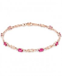 Ruby (2-1/4 ct. t. w. ) and Diamond (1/10 ct. t. w. ) Link Bracelet in 14k Rose Gold