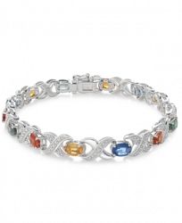 Multi-Sapphire (8 ct. t. w. ) and Diamond Accent Link Bracelet in Sterling Silver, Created for Macy's