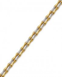Diamond Accent Bamboo-Look Bracelet in 18k Gold over Silver-Plate