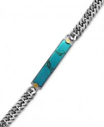 Effy Men's Manufactured Turquoise Link Bracelet (9/10 ct. t. w. ) in Sterling Silver with 18k Gold-Plate