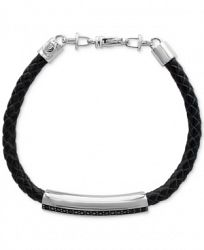 Effy Black Sapphire Leather Bracelet (5/8 ct. t. w. ) in Sterling Silver