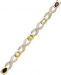 18k Gold Over Sterling Silver-Plated Bracelet, Multi-Stone (3-1/2 ct. t. w. ) and Diamond Accent Xo Bracelet