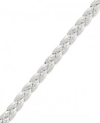 Diamond Accent Woven Flex Bracelet in Silver-Plated Brass