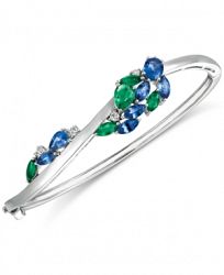 Le Vian Precious Collection Sapphire (2-3/8 ct. t. w. ), Emerald (1-1/5 ct. t. w. ) and Diamond (1/5 ct. t. w. ) Bangle Bracelet in 14k White Gold, Created for Macy's