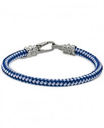 Esquire Men's Jewelry Blue and White Woven Bracelet in Stainless Steel, Created for Macy's