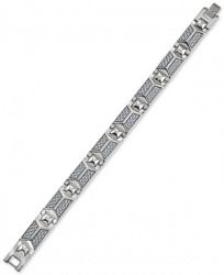 Esquire Men's Jewelry Bracelet in Blue-Gray Carbon Fiber and Stainless Steel, Created for Macy's