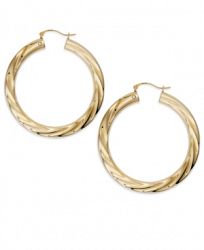 Signature Gold Diamond Accent Big Twist Hoop Earrings in 14k Gold over Resin
