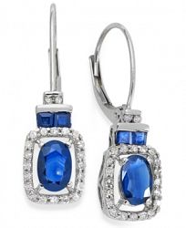 14k White Gold Earrings, Sapphire (1-1/5 ct. t. w. ) and Diamond (1/5 ct. t. w. ) Drop Earrings