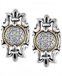 Balissima by Effy Diamond Bordered Earrings (1/6 ct. t. w. ) in Sterling Silver and 18k Gold