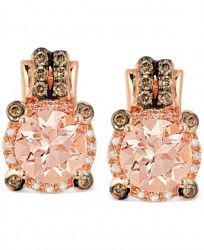 Le Vian Peach Morganite (1-3/4 ct. t. w. ) and Diamond (1/4 ct. t. w. ) Earrings in 14k Rose Gold, Created for Macy's