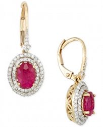 Rare Featuring Gemfields Certified Ruby (1-1/3 ct. t. w. ) and Diamond (1/2 ct. t. w. ) Drop Earrings in 14k Gold