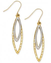 Two-Tone Double Marquise Drop Earrings in 10k Yellow and White Gold